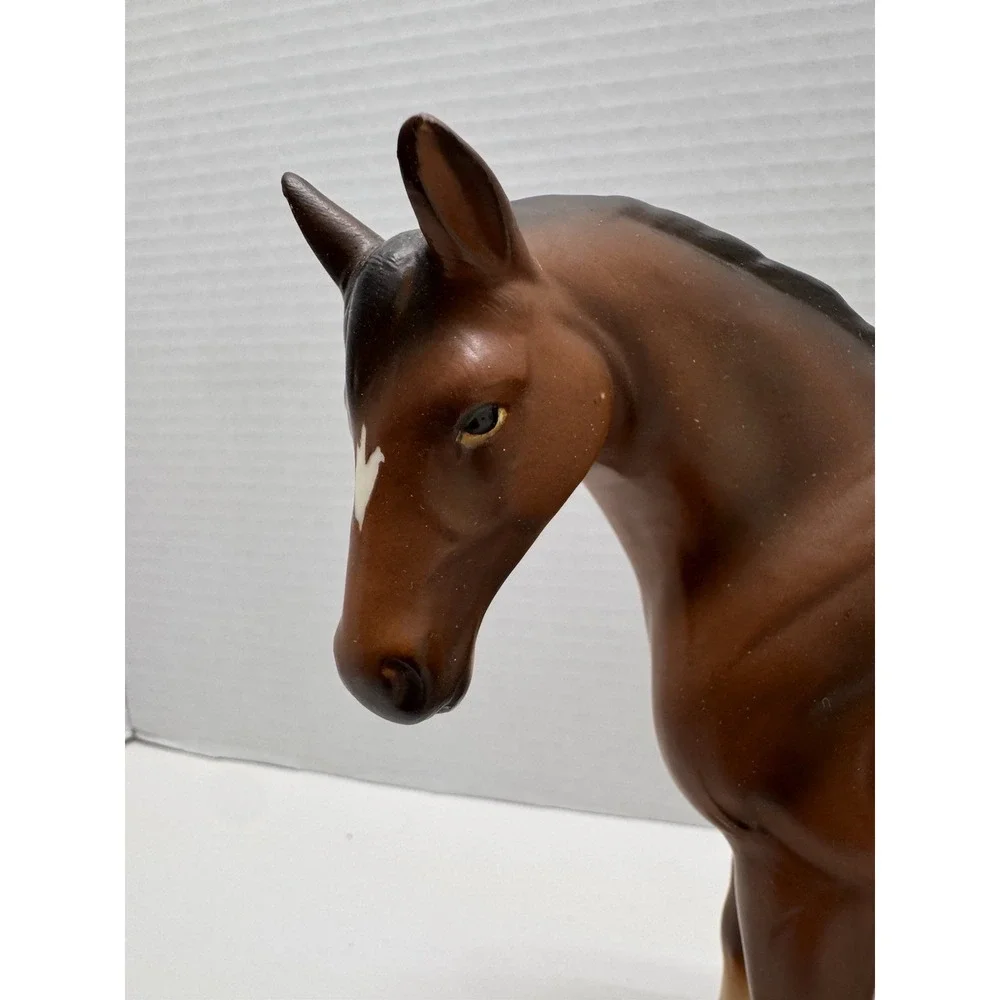 Vintage Mid Century Porcelain Horse Figurine Japan Matte Brown Chestnut Horse